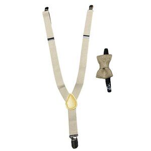 Toddler Tan Suspenders and Bow tie Set